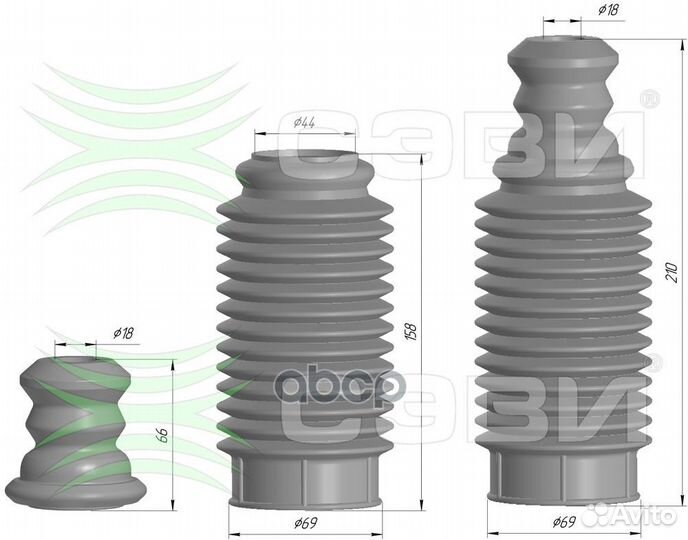 Отбойник в сборе с пыльником ваз универсальный