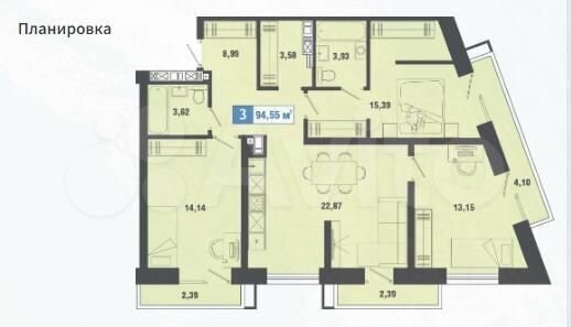 4-к. квартира, 94,6 м², 4/10 эт.