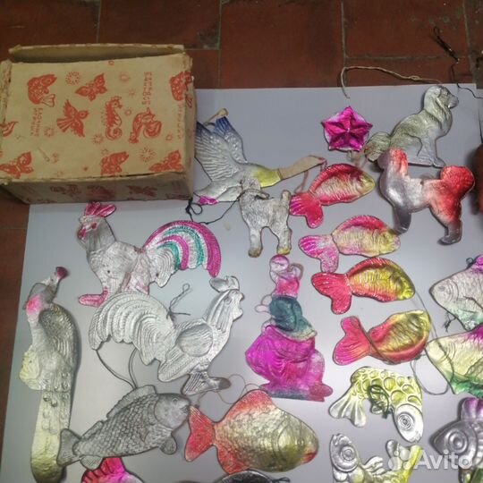 Елочные игрушки СССР Картонажа, вата