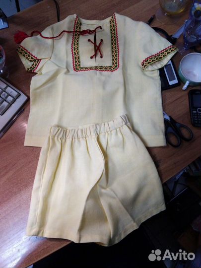 Костюм детский Лен вышивка СССР винтаж
