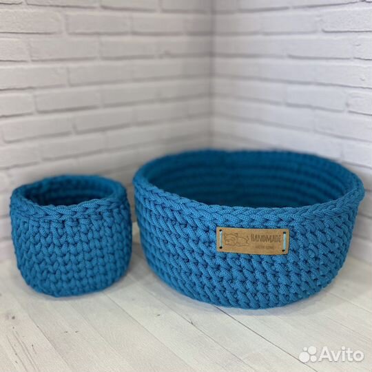 Корзинки интерьерные вязаные