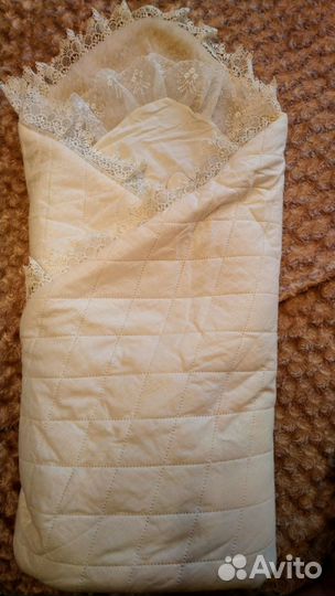 Теплый конверт на выписку малыша на овчине