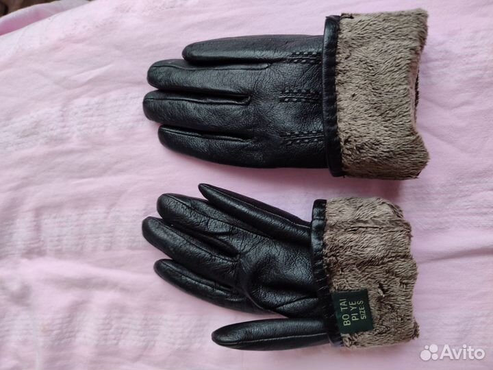 Перчатки женские кожаные зимние размер S