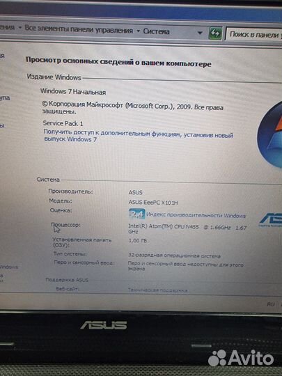 Ноутбук asus eee PC x101h