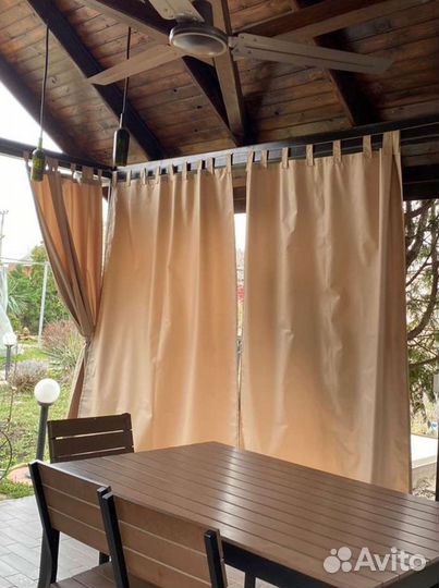 Шторы уличные Оксфорд для веранды беседки бежевые