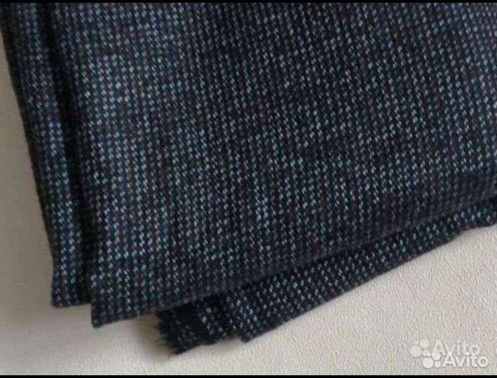 Ткань темно-синяя шерстяная отрез Италия
