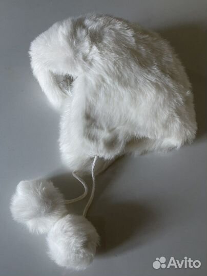 Шапка белая меховая H&M р.104-116