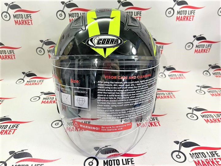 Шлем открытый Кобра JK516 черно зелёный