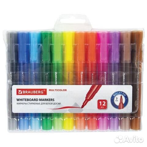 Маркеры стираемые для белой доски набор 12 цветов