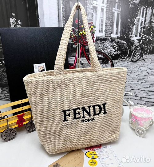 Новая соломенная женская сумка Fendi