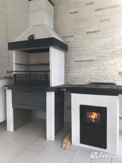 Печь под казан «Князь» белая. С гарантией