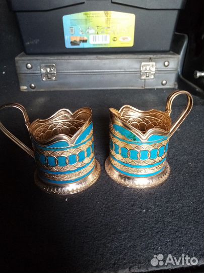 Подстаканник. СССР алюминий под позолота +эмаль