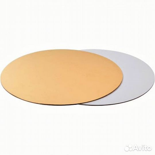 Подложка для торта круглая (зол\бел)d 23 см, 1,5мм