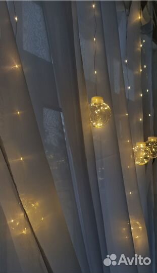Гирлянда светодиодная шары с росинкой желтые