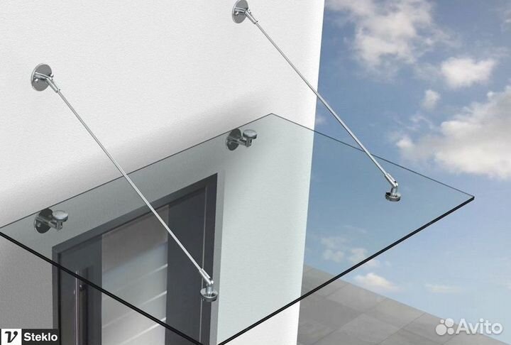 Стеклянный козырек подвесной Над входом