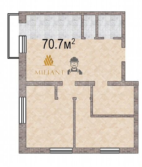 3-к. квартира, 70,5 м², 2/3 эт.