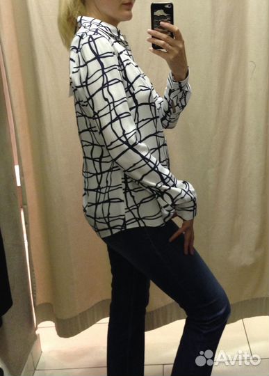 Vassa&Co блузка рубашка белая с синим. Новая