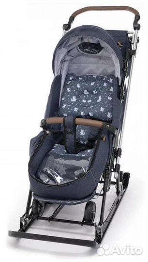 Санки-коляска Премиум Ника joy синий