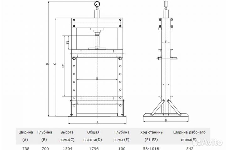 Пресс 20 т ручной и пневмо привод, станкоимпорт