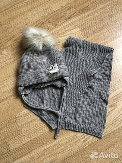 Комплект шапка и шарф для девочки на 1 год