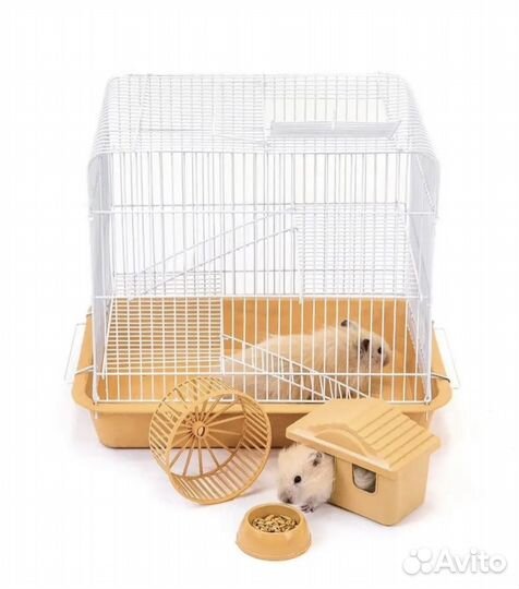 Клетка новая, 3 яруса, песочный/белый