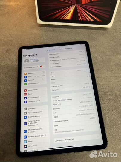 iPad pro 11 m1 2021 256gb+cellular