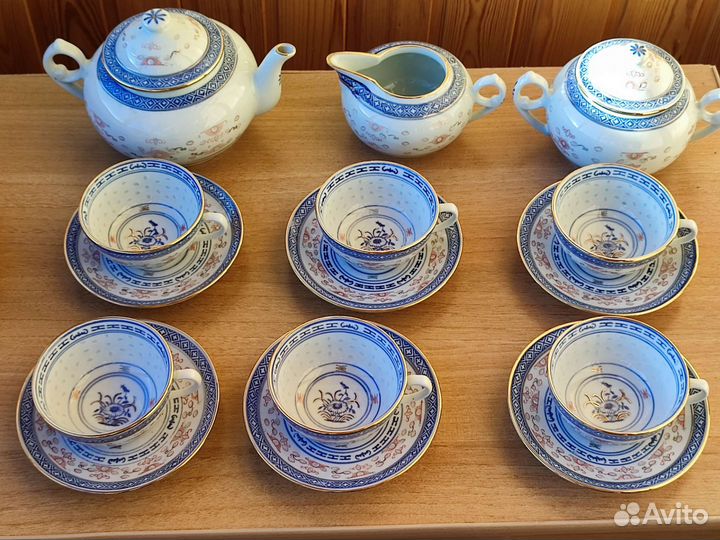 Чайный сервиз, рисовый фарфор, рисовое зерно