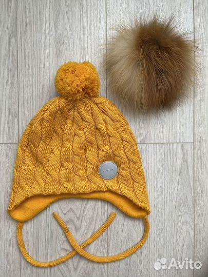 Шапка зимняя 52 Reima, помпон мех лисы