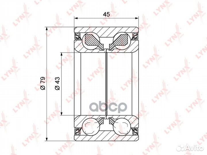 Подшипник ступицы задний (45x43x79) nissan X-Tr