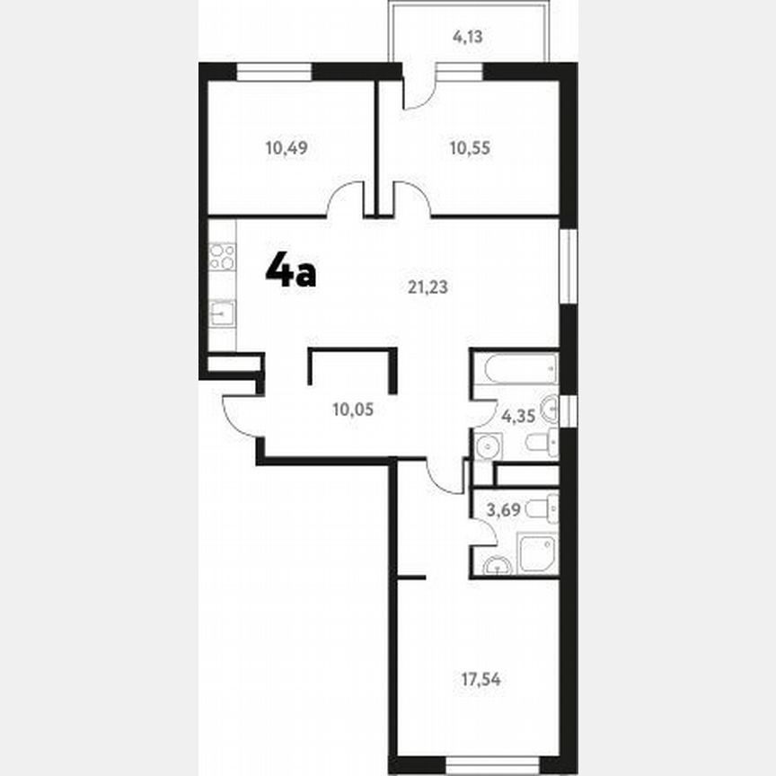 3-к. квартира, 76,4 м², 16/17 эт.