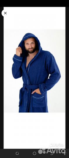 Новый махровый халат с капюшоном