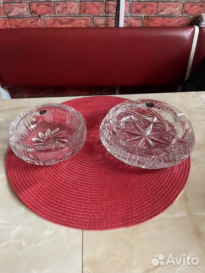 Хрустальные пепельницы Богемия, Чехия 2 шт