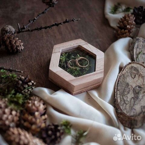 Шкатулка свадебная для колец деревянная