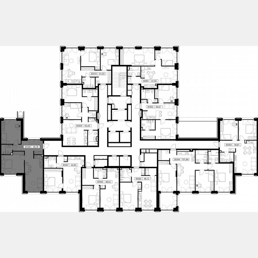 2-к. квартира, 68,8 м², 3/15 эт.