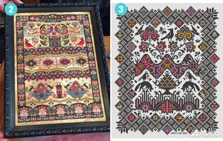 Редкие сэмплеры, cхемы для вышивания Long Dog