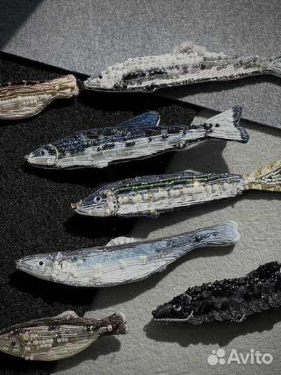 Брошь из бисера рыбки