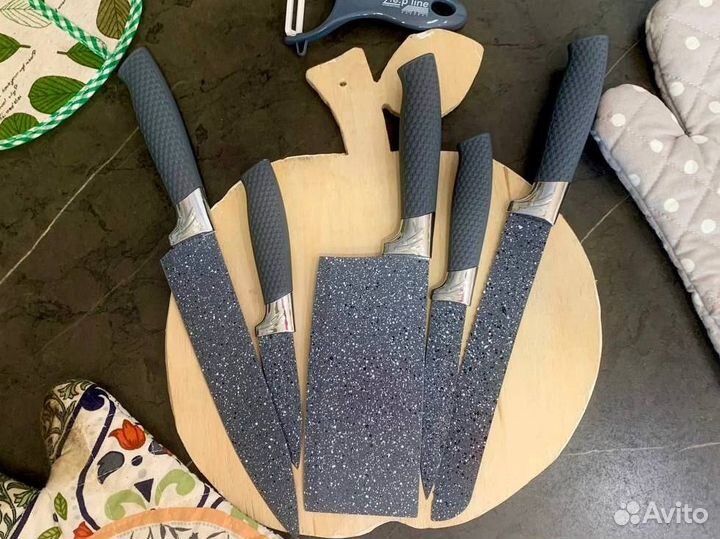 Набор ножей для кухни подарочный новый серый