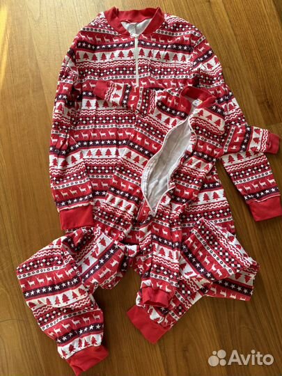 Пижамы комбинезоны парные новогодние