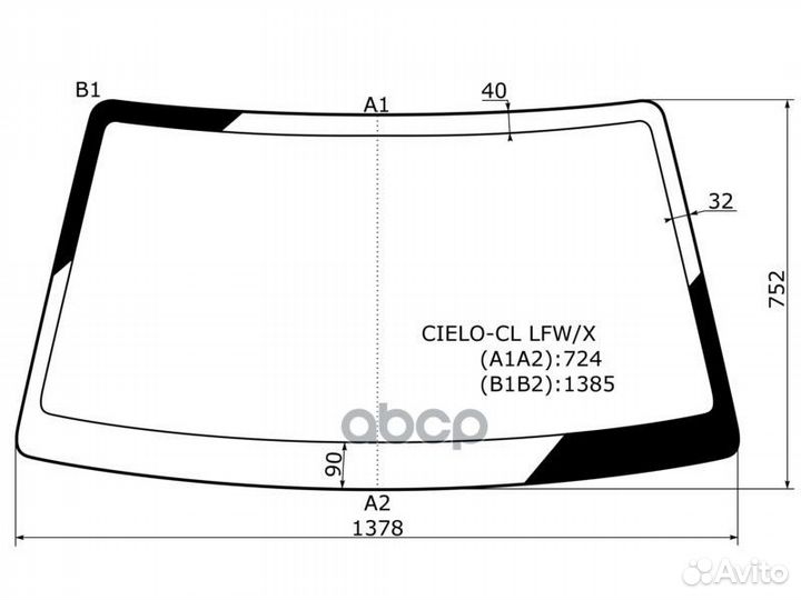 Стекло лобовое в клей(без полосы) daewoo nexia
