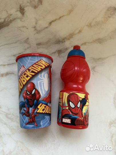 Стакан и бутылка для воды Человек Паук