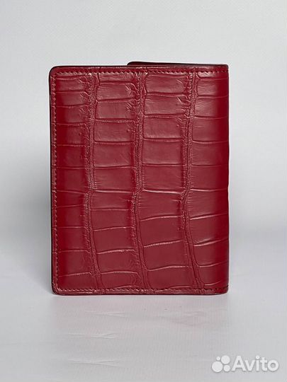 Обложка на паспорт Zilli кожа крокодила, бордовая