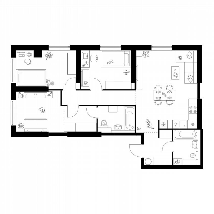 3-к. квартира, 78 м², 1/32 эт.