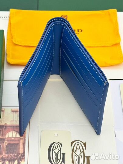 Кошелёк мужской Goyard канва кожа синий