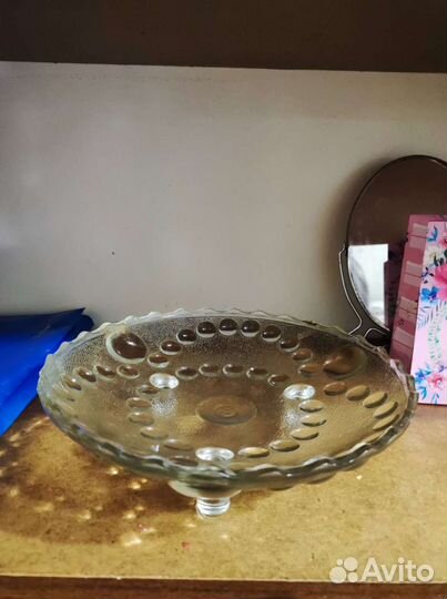 Хрустальное круглое блюдо СССР