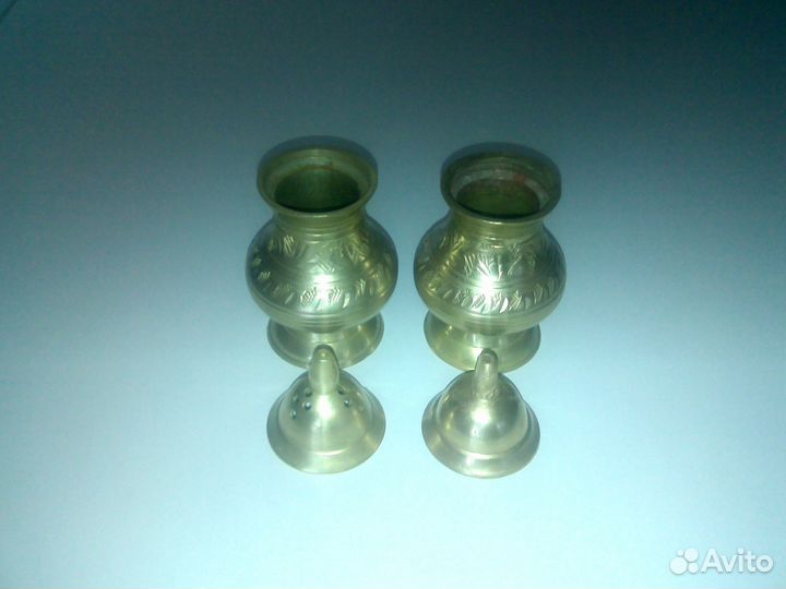 Солонка и перечница СССР мельхиор с подставкой