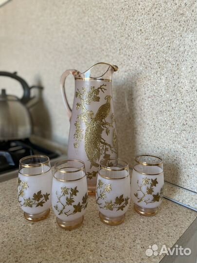 Графин со стаканами богемия