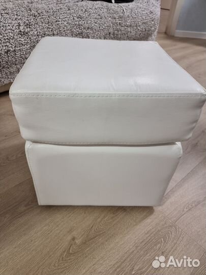 Пуф белый экокожа