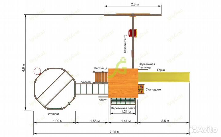 Детская площадка Панда Фани Gride с WorkOut