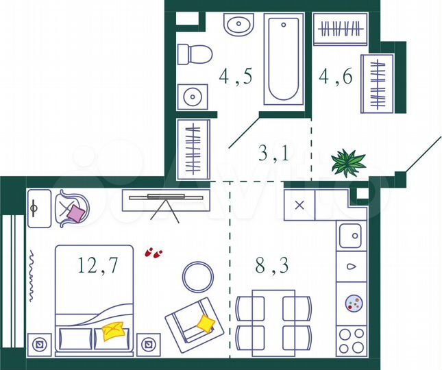 2-к. квартира, 66,1 м², 2/28 эт.