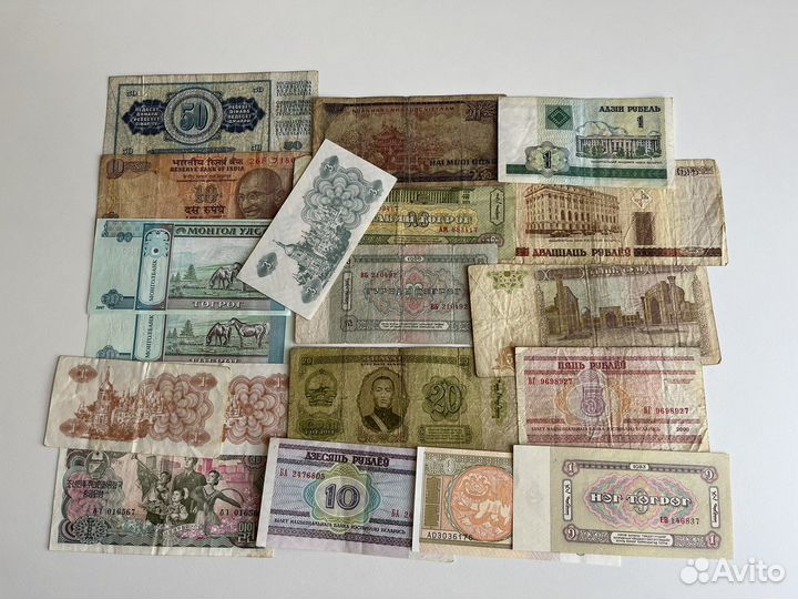 Банкноты мира 18 штук Индия, Монголия, Китай